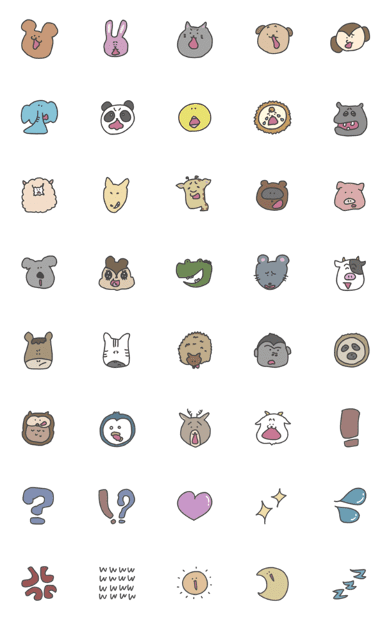 [LINE絵文字]ゆるめの動物たちの画像一覧
