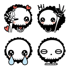 [LINE絵文字] Funny Baby Afro hair skull's emoji ver.2の画像