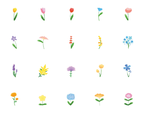 [LINE絵文字]水彩の花絵文字の画像一覧