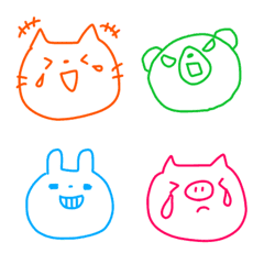 [LINE絵文字] シンプルだけどカラフルな動物達の画像