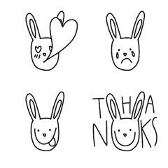 [LINE絵文字] Black white bunny emojiの画像