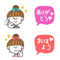 [LINE絵文字] 大人可愛い♡カラフルな女の子の挨拶絵文字の画像