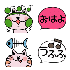 [LINE絵文字] ネコと毎日使える吹き出し絵文字の画像