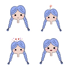 [LINE絵文字] blue hair  emojiの画像