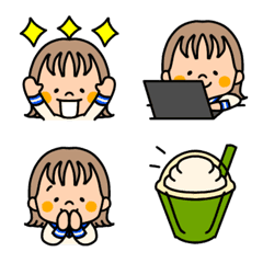 [LINE絵文字] かわいい学生達(外ハネ)の画像