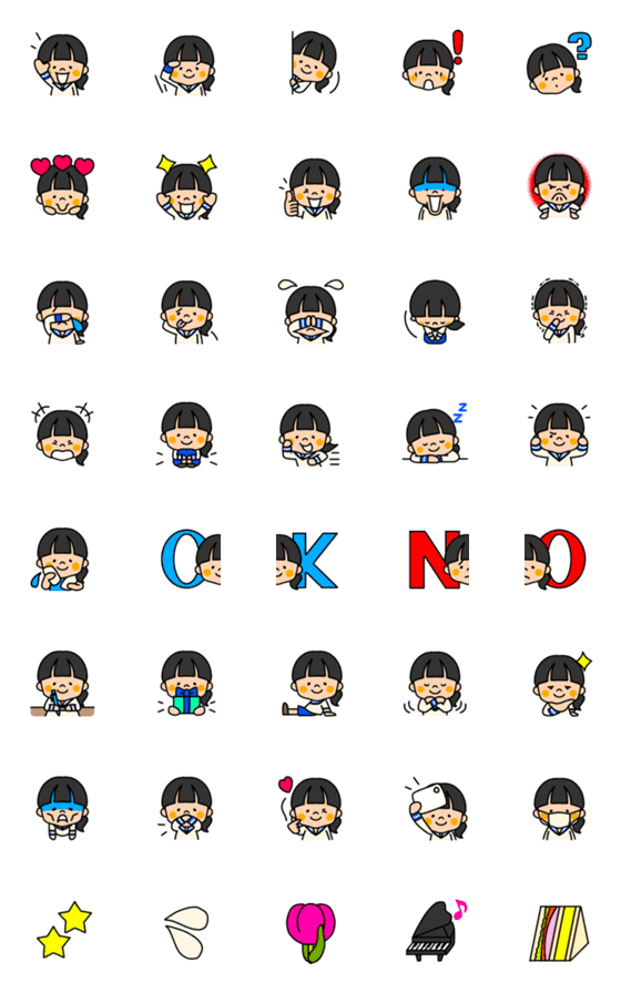 [LINE絵文字]かわいい学生達(ローテール)の画像一覧