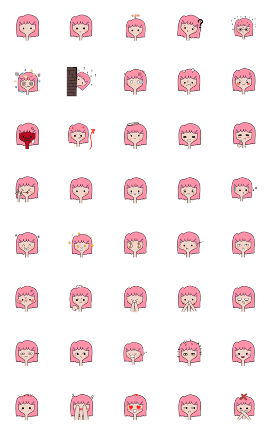 [LINE絵文字]pinky hairの画像一覧