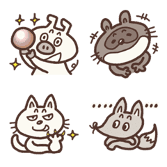 [LINE絵文字] こぶたぬきつねこ♪の画像