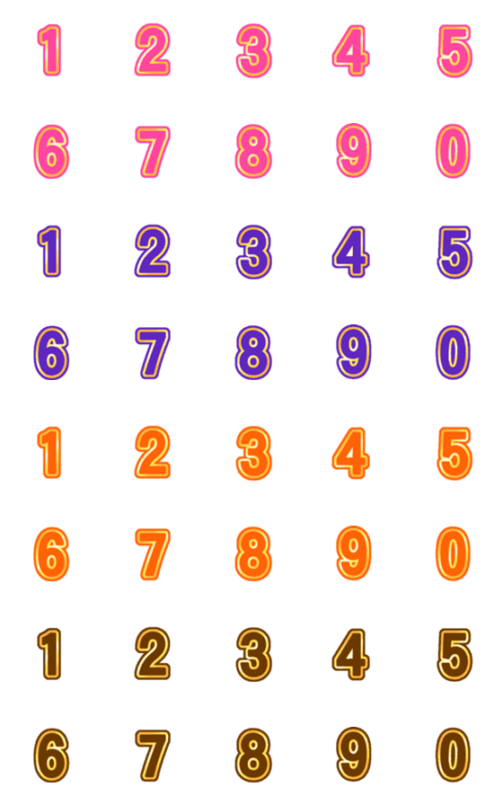 [LINE絵文字]Number classic pastel gold emojiの画像一覧