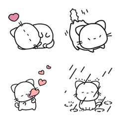 [LINE絵文字] Easy White Cat Emojiの画像