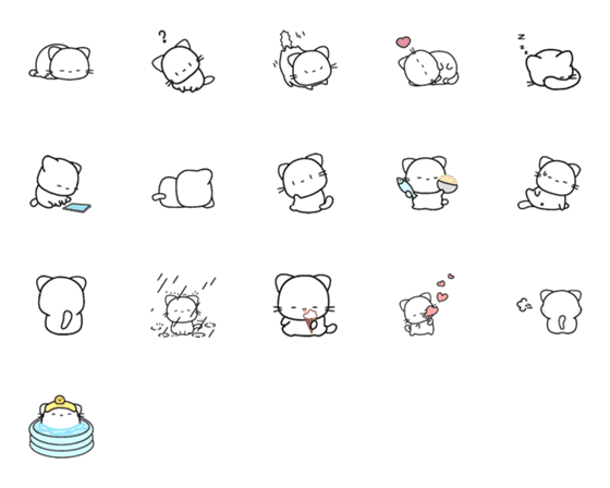 [LINE絵文字]Easy White Cat Emojiの画像一覧