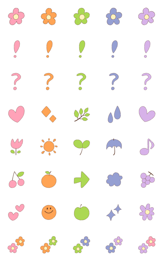 [LINE絵文字]pastel 5color emojiの画像一覧