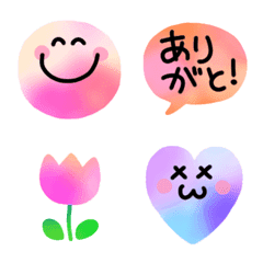 [LINE絵文字] ゆるかわ♪カラフルにこちゃん＆ハート❤️の画像