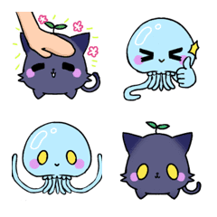 [LINE絵文字] kawai cat ＆ Jellyfishの画像