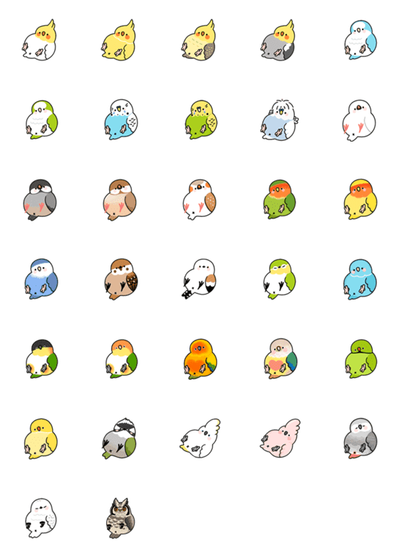 [LINE絵文字]Tobao's birds 1の画像一覧