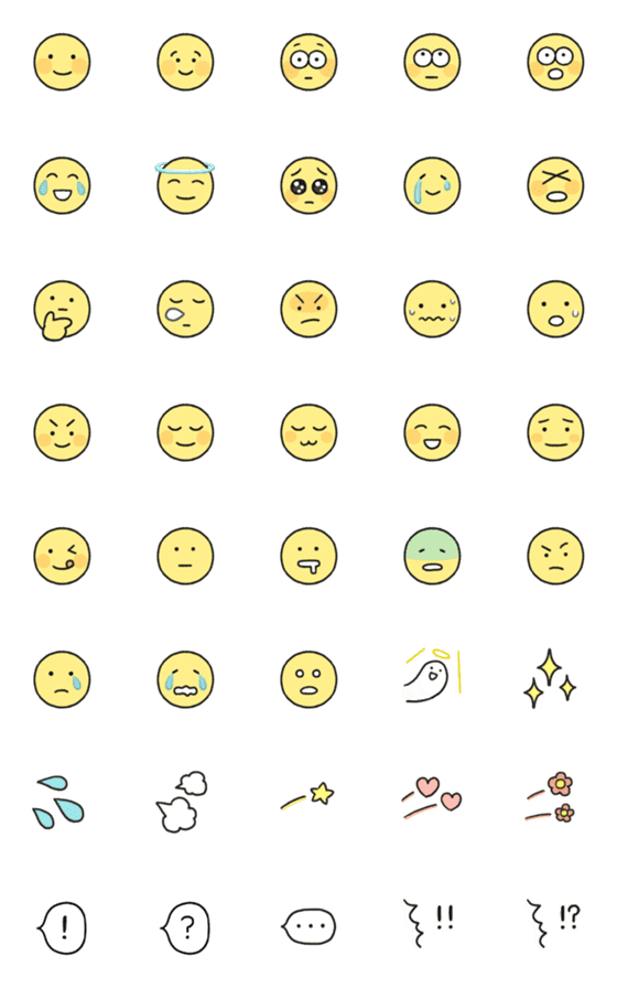 [LINE絵文字]シンプルな絵文字(顔文字＋α)の画像一覧
