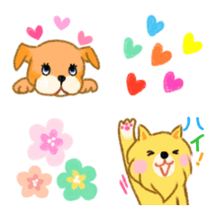 [LINE絵文字] 春❤️クレヨンで描いたほんわか犬の画像