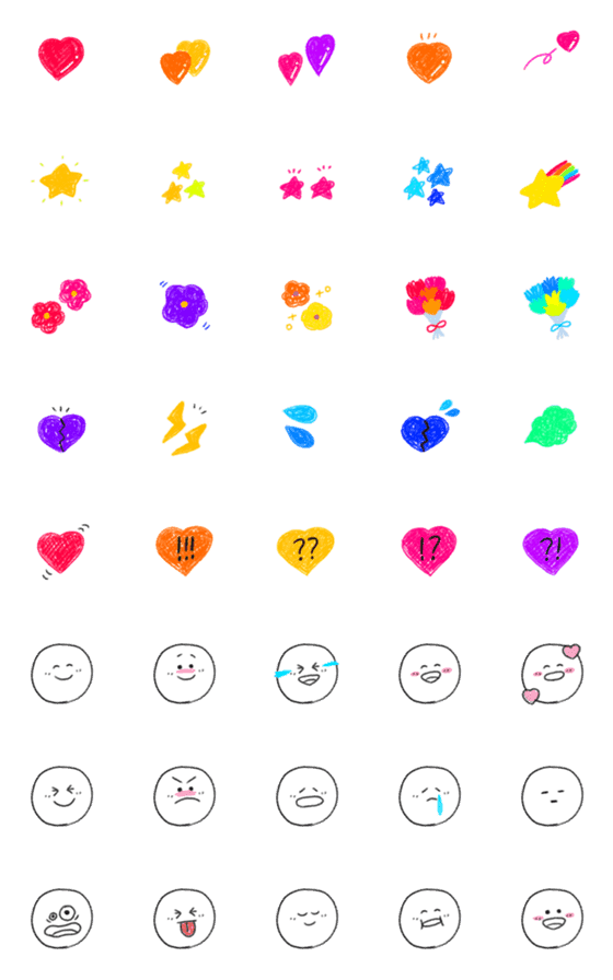[LINE絵文字]使いやすい記号⑤顔文字【クレヨン】の画像一覧