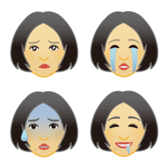 [LINE絵文字] 黒髪ボブヘア女性2の画像