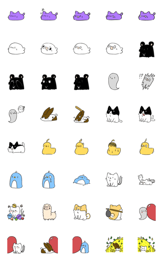 [LINE絵文字]Mochi Cat-Friends Daily Emojiの画像一覧