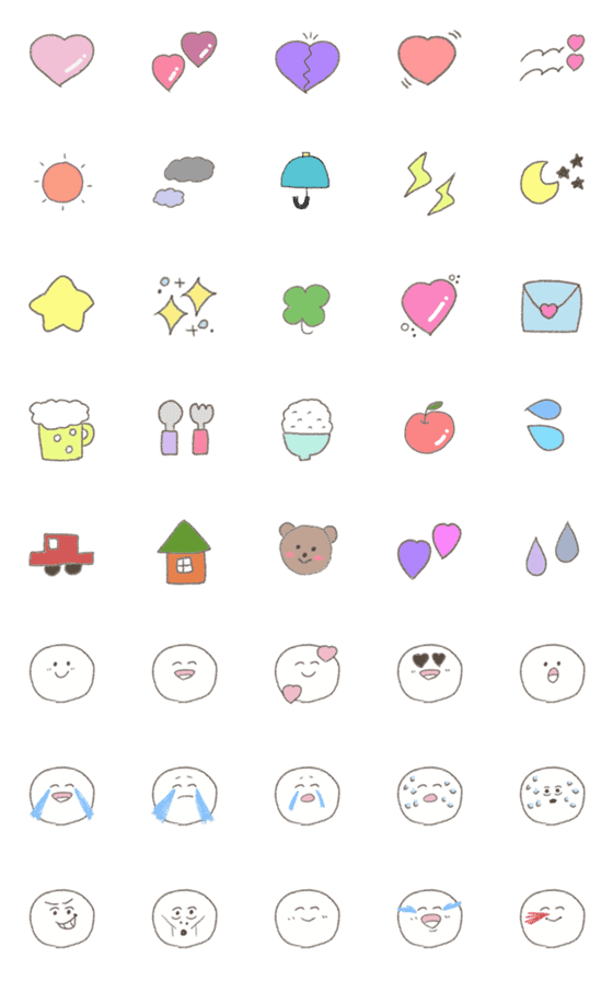 [LINE絵文字]使いやすい記号⑦顔文字【クレヨン】の画像一覧