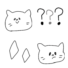 [LINE絵文字] シンプル白と黒の猫ちゃんの画像