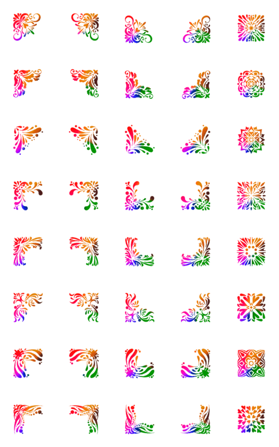 [LINE絵文字]コーナーフレーム カラフル【絵文字】の画像一覧