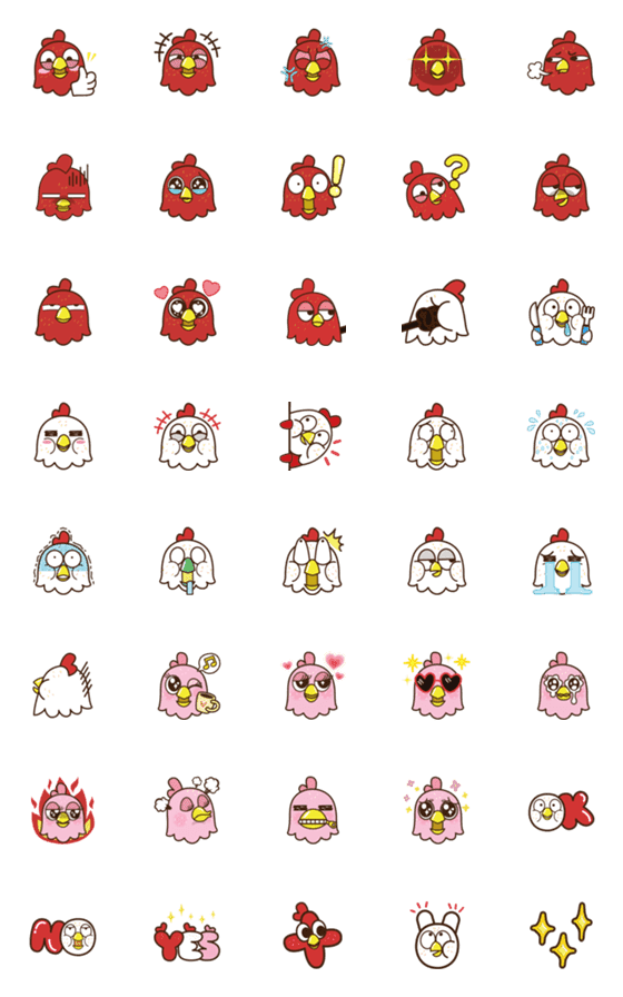 [LINE絵文字]Funny Three Chickens-Emojiの画像一覧