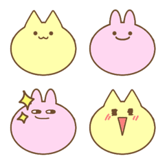 [LINE絵文字] まんまるあにまる。(ねことうさぎ)の画像