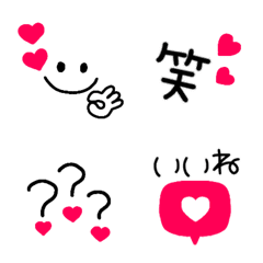 [LINE絵文字] シンプル可愛い♪赤×黒×♥emoji*＊。の画像