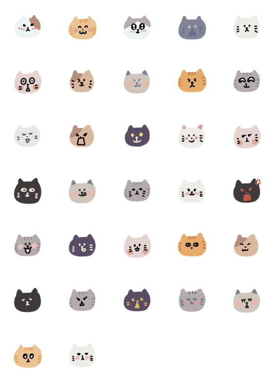 [LINE絵文字]Cat emoji stickersの画像一覧