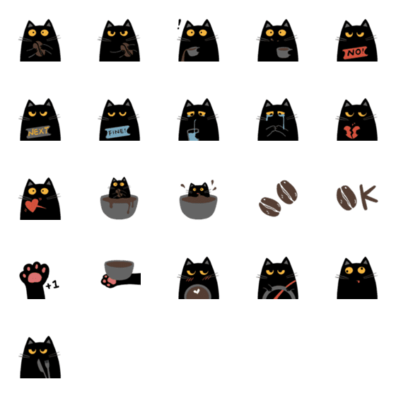 [LINE絵文字]Coffee cat emojiの画像一覧