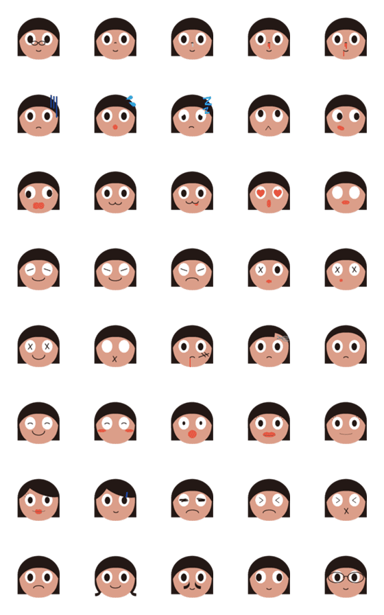 [LINE絵文字]No eyebrow girl daily expression plusの画像一覧