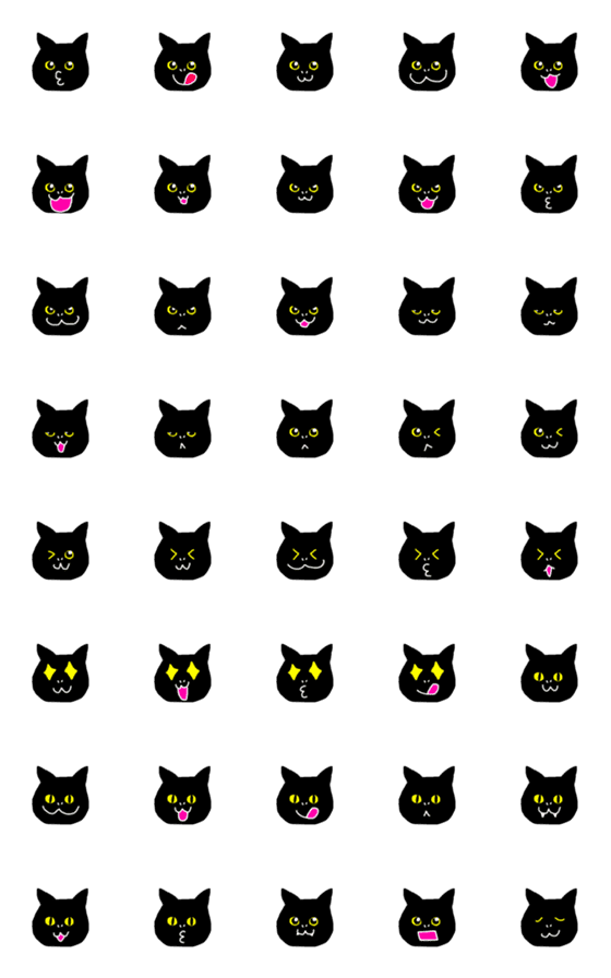 [LINE絵文字]黒猫ぶりこのいろいろ表情の画像一覧