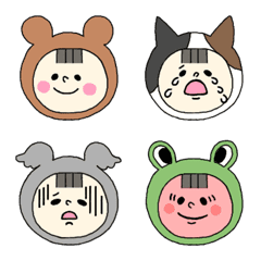 [LINE絵文字] 動物の被り物人間の画像