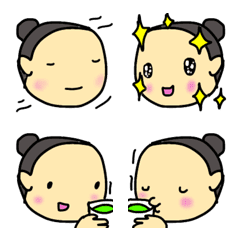 [LINE絵文字] お団子ヘア女子の画像