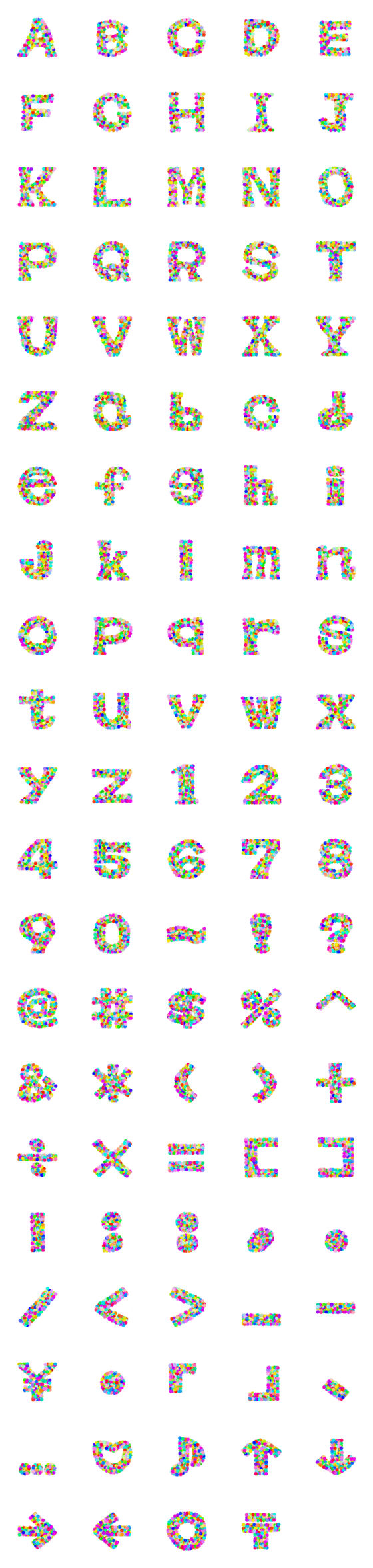 [LINE絵文字]Alphanumeric colorful dotの画像一覧