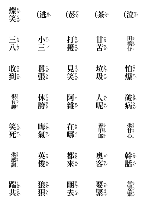 [LINE絵文字]Taiwanese phonetic sticker 2の画像一覧