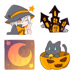 [LINE絵文字] ハロウィン【魔女と黒猫】の画像