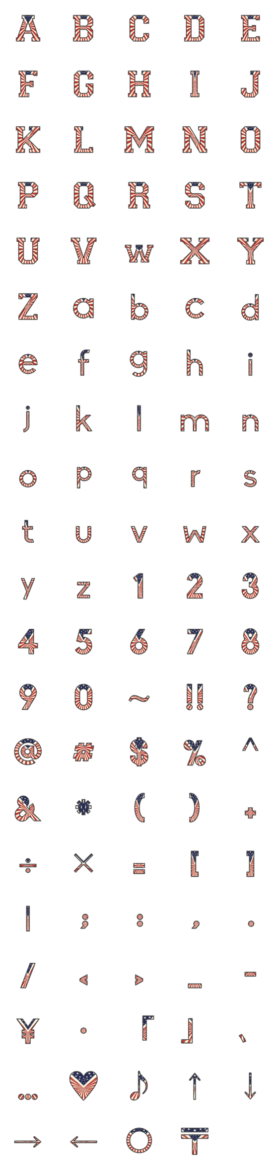 [LINE絵文字]american style alphabet2の画像一覧