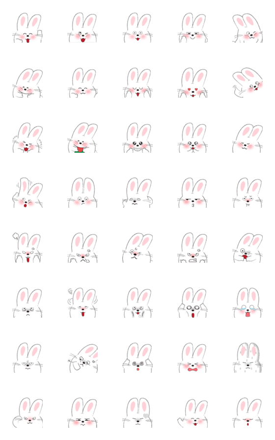 [LINE絵文字]Cute funny rabbit - Emojiの画像一覧