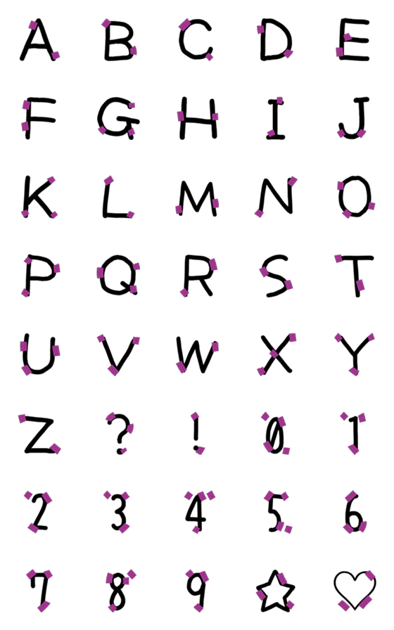 [LINE絵文字]アルファベット★数字★A-Z.0-9★#007の画像一覧