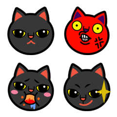 [LINE絵文字] 少しかわいい黒猫の画像