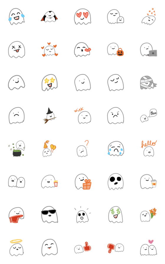 [LINE絵文字]Ghost Emoji Cute Funny Face Halloween <3の画像一覧