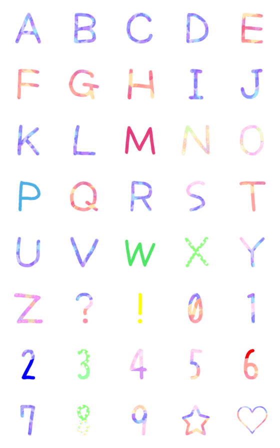 [LINE絵文字]アルファベット★数字★A-Z.0-9★#008の画像一覧