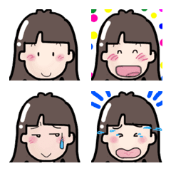 [LINE絵文字] 日常使える女の子【ロングヘアー編】の画像