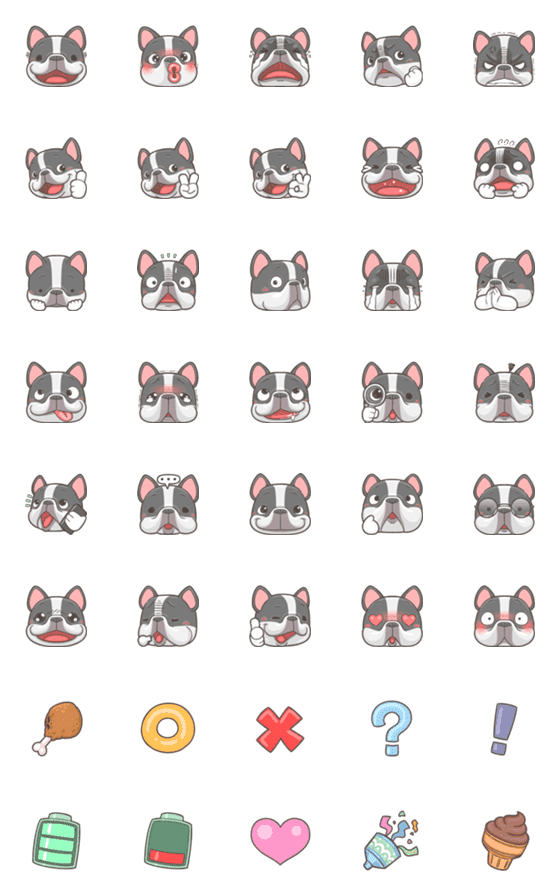 [LINE絵文字]French Bulldog HANJI-Emojiの画像一覧