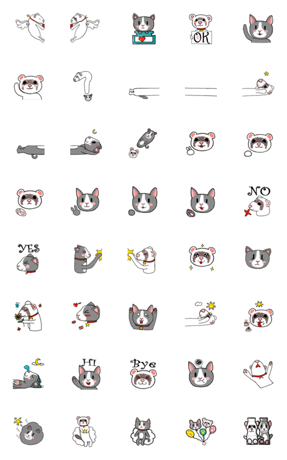 [LINE絵文字]Ferret and catの画像一覧