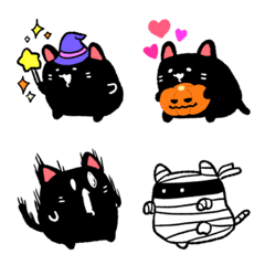 [LINE絵文字] ハロウィンな黒猫さん絵文字の画像