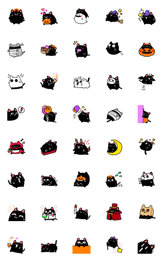 [LINE絵文字]ハロウィンな黒猫さん絵文字の画像一覧